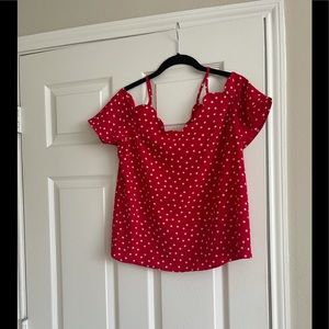 WORN ONCE! Monteau Polka Dot Off the Shoulder Top